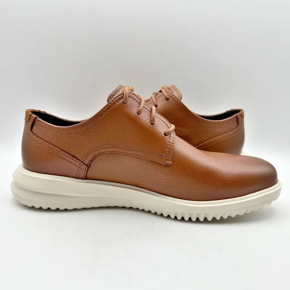 Cole Haan Mens Grand Plain Toe Oxford Shoes Size 9.5 Brown Tumbled Leather NIB
